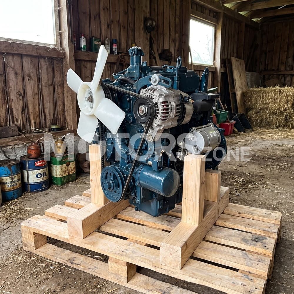 Moteur Kubota D1105 reçu par un client, dans une grange