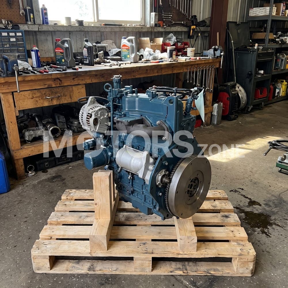 Moteur Kubota D1105 reçu par un client, dans un atelier mécanique