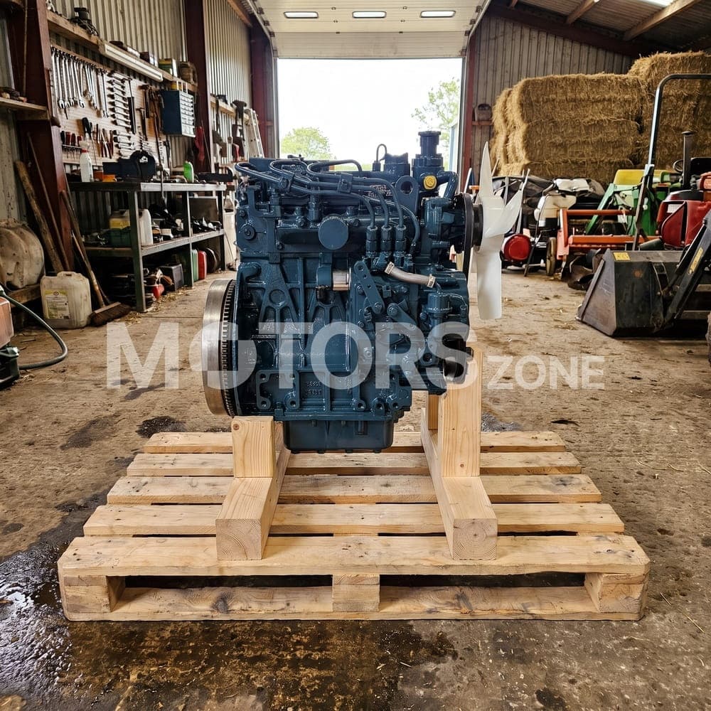 Moteur Kubota D1105 reçu par un client, dans un hangar agricole